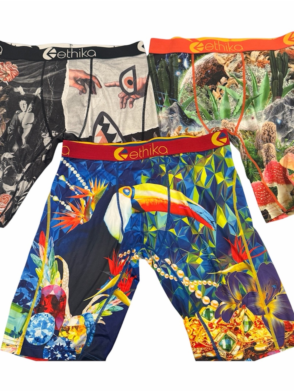3 Ethika Boxer Briefs Men’s M Trippy Drippy Bomber Renaissance Canz